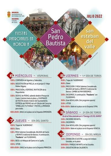 Fiestas patronales en honor a San Pedro Bautista (verano) 2022 San Esteban del Valle